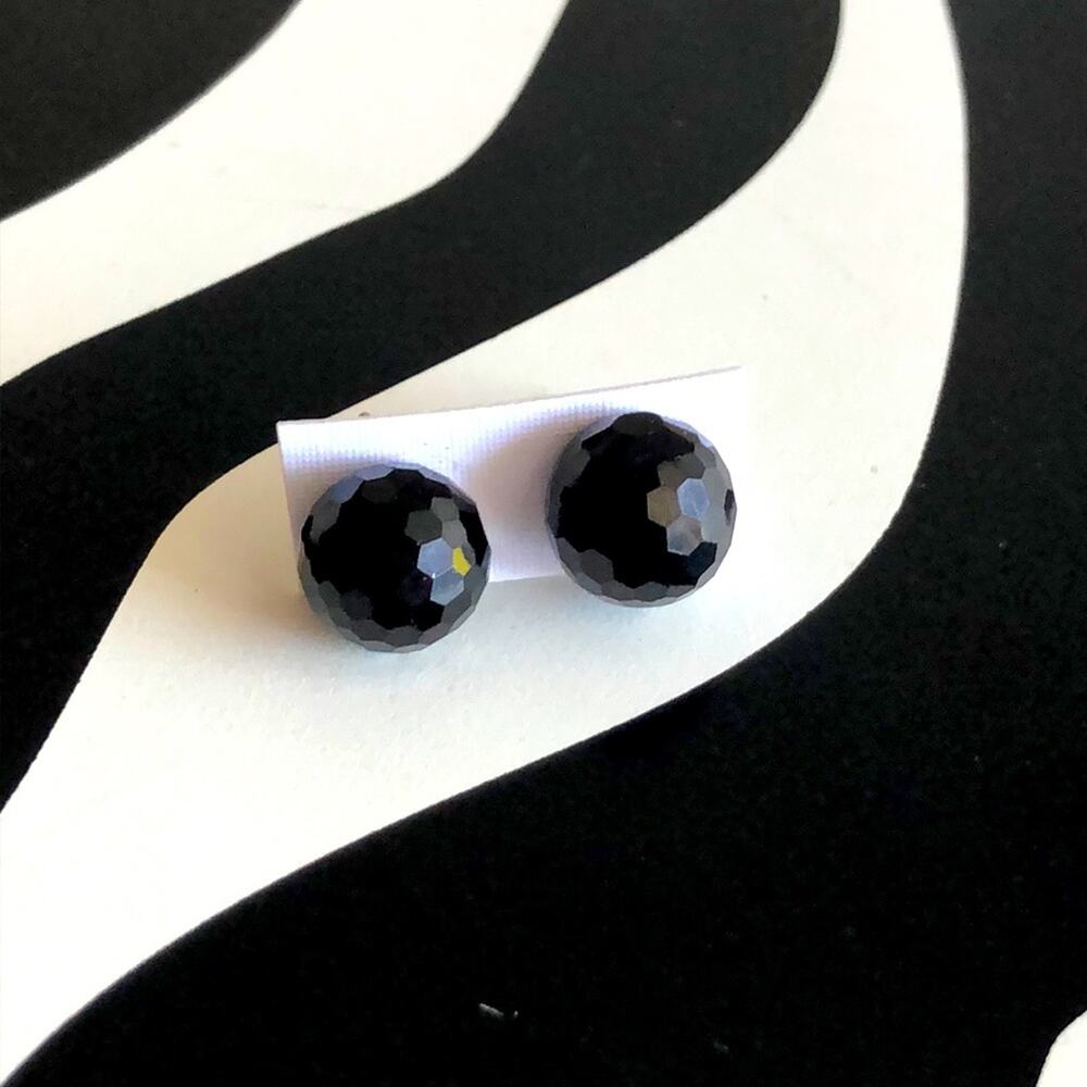 4 for $20 Textured Black Ball Stud Earrings
